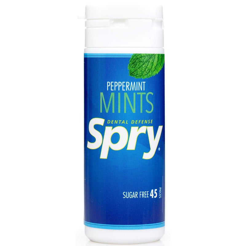 Spry Xylitol Peppermint Mints Sugar Free Candy - Promote Oral Health, Increase Saliva Production, Stop Bad Breath, Non-GMO, Gluten-Free, 45 Count (Pack of 1) - Image 1